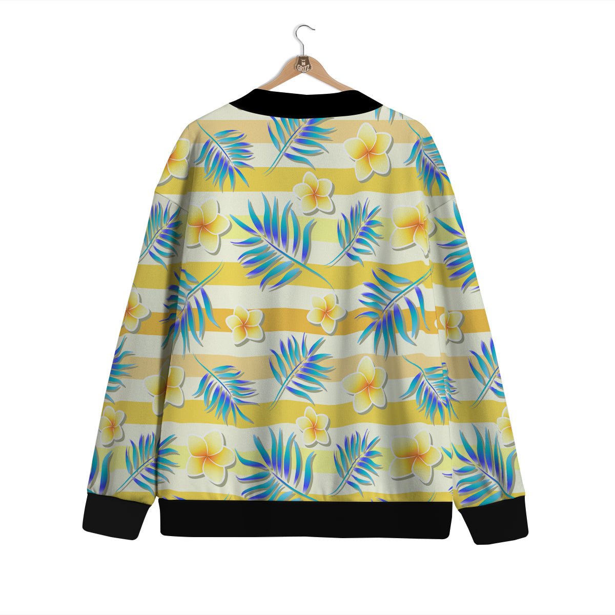 Frangipani Yellow Print Pattern Cardigan-grizzshop