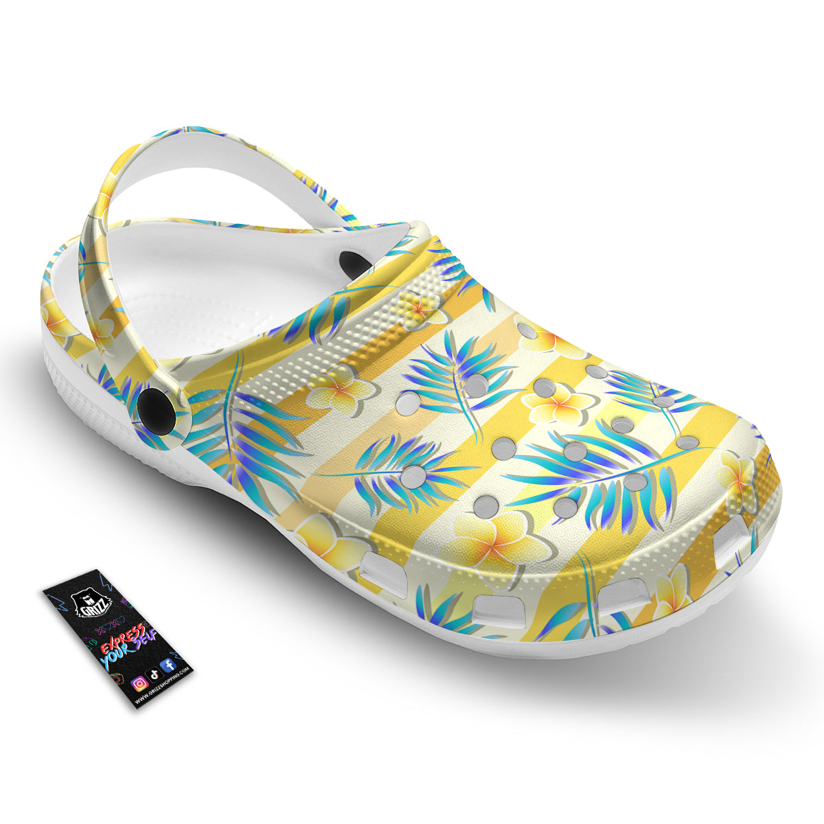 Frangipani Yellow Print Pattern Clog-grizzshop