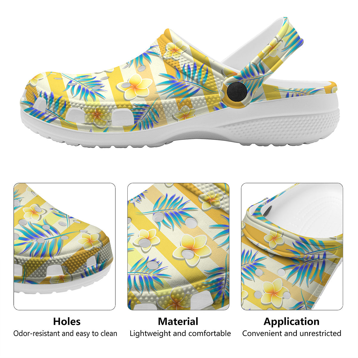Frangipani Yellow Print Pattern Clog-grizzshop