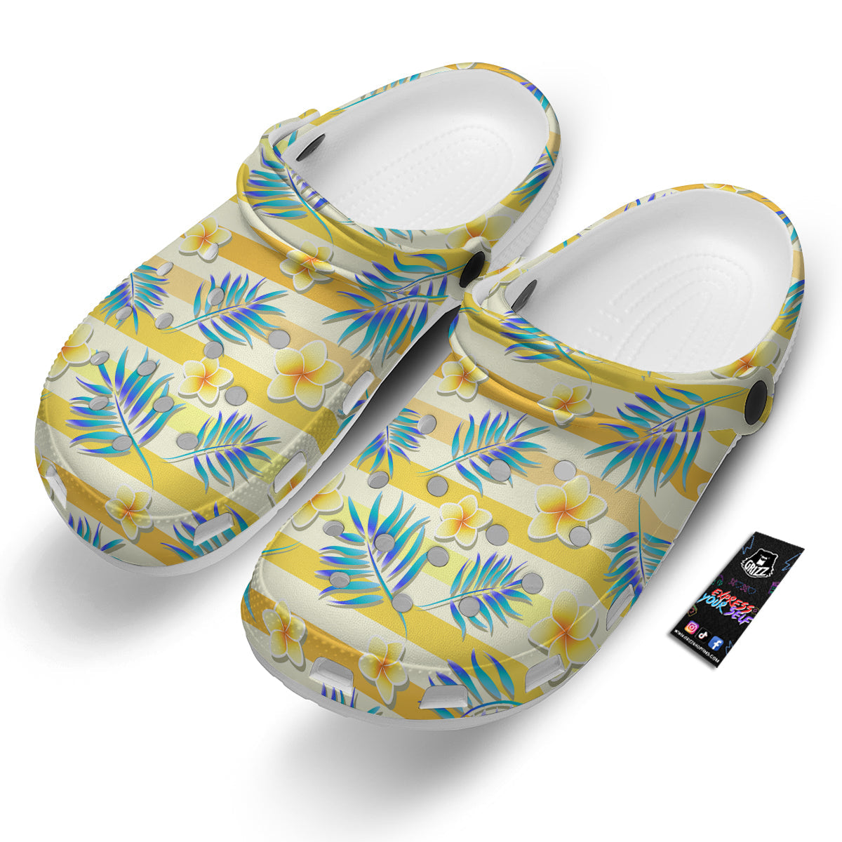 Frangipani Yellow Print Pattern Clog-grizzshop