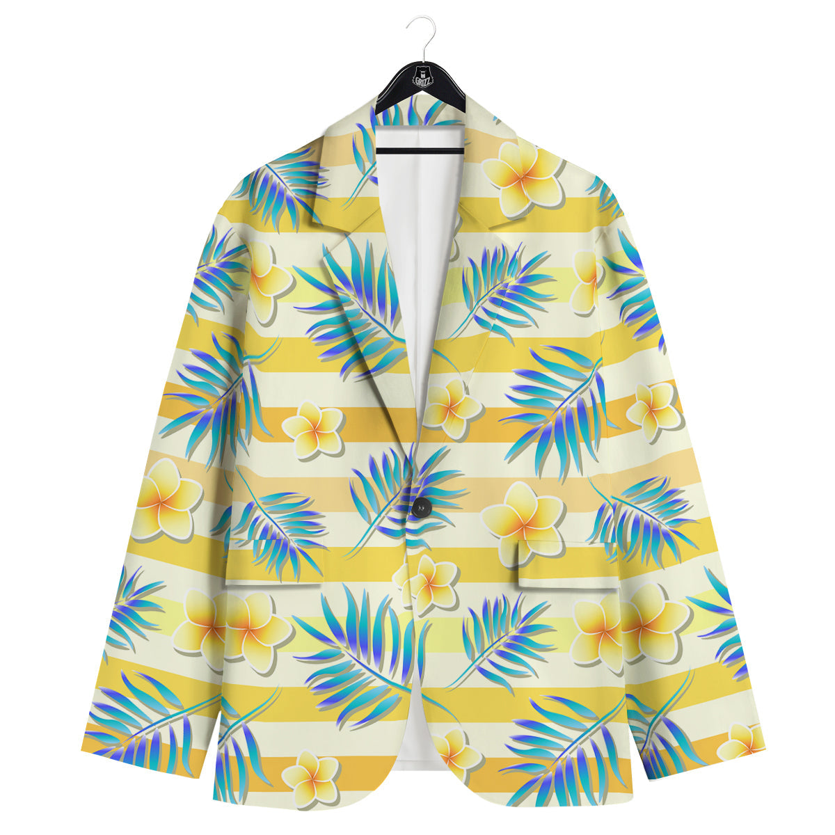 Frangipani Yellow Print Pattern Men's Sport Coat-grizzshop