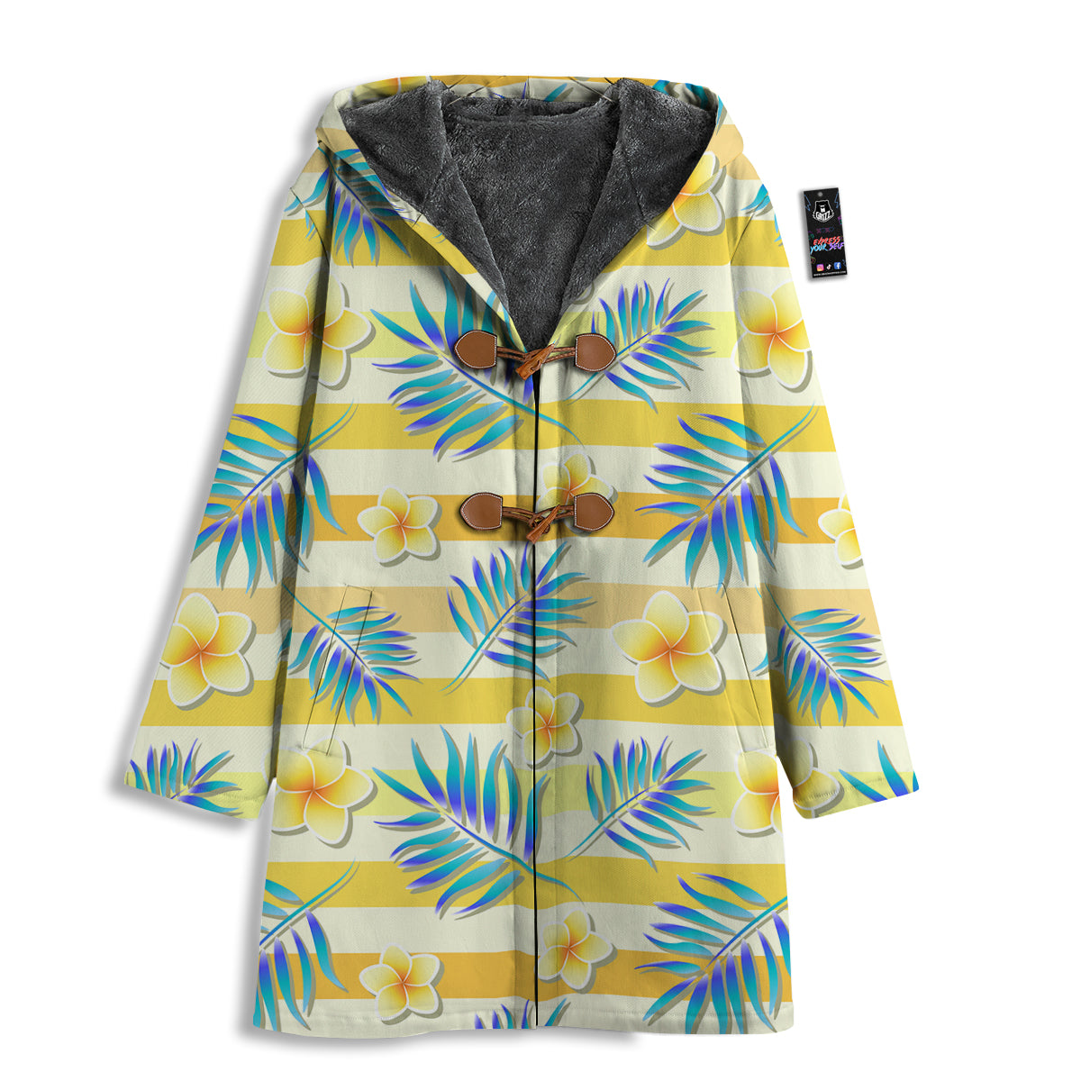 Frangipani Yellow Print Pattern Men's Windbreaker Jacket-grizzshop