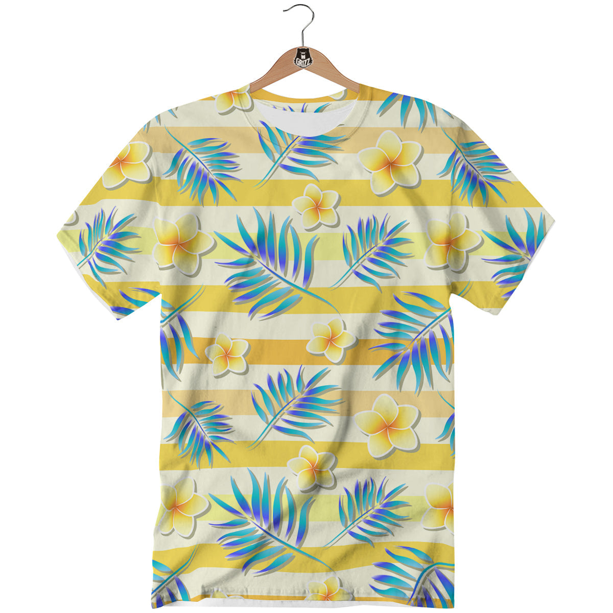 Frangipani Yellow Print Pattern T-Shirt-grizzshop