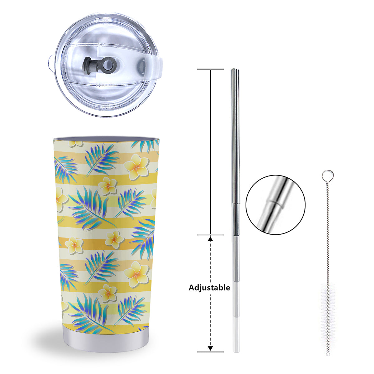 Frangipani Yellow Print Pattern Tumbler-grizzshop