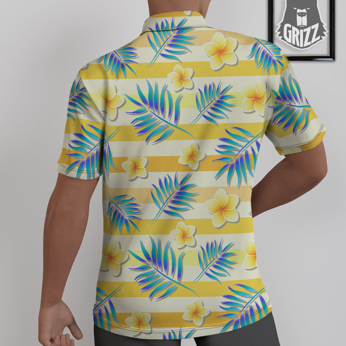 Frangipani Yellow Print Pattern Untucked Shirts-grizzshop