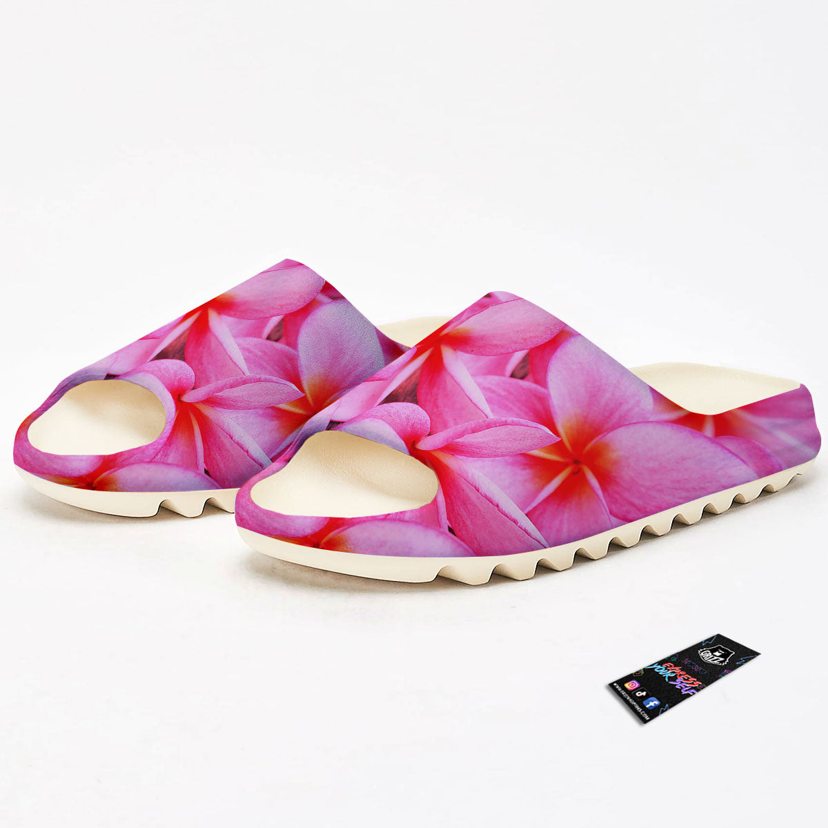 Frangipani Flower Pink Print Sandals-grizzshop