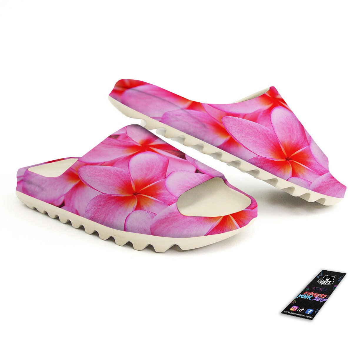 Frangipani Flower Pink Print Sandals-grizzshop