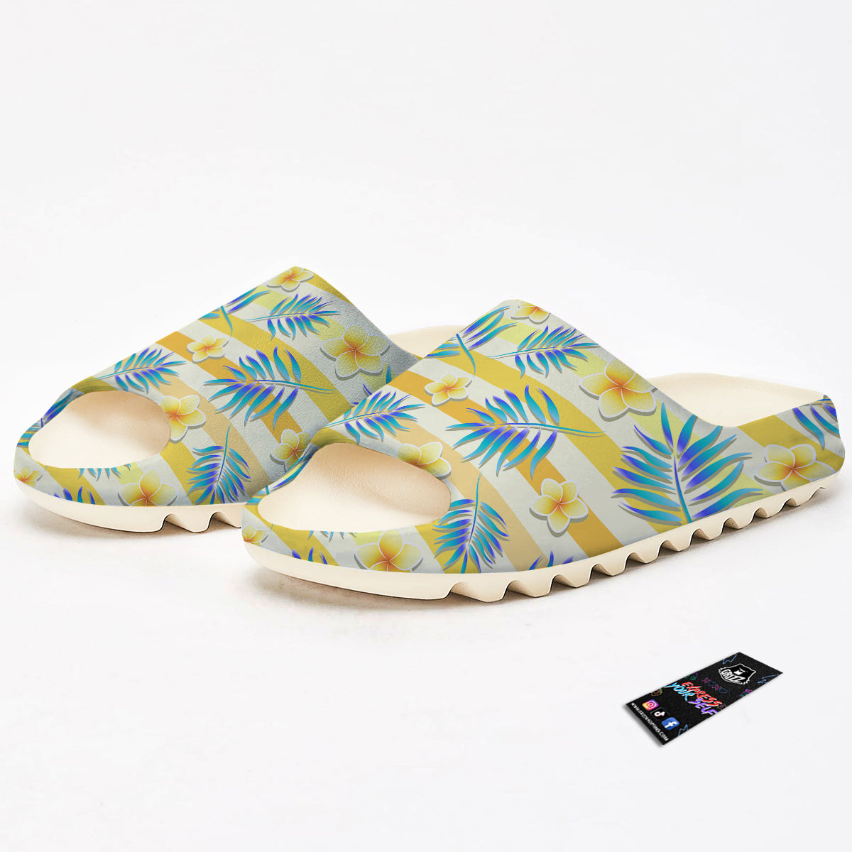 Frangipani Yellow Print Pattern Sandals-grizzshop
