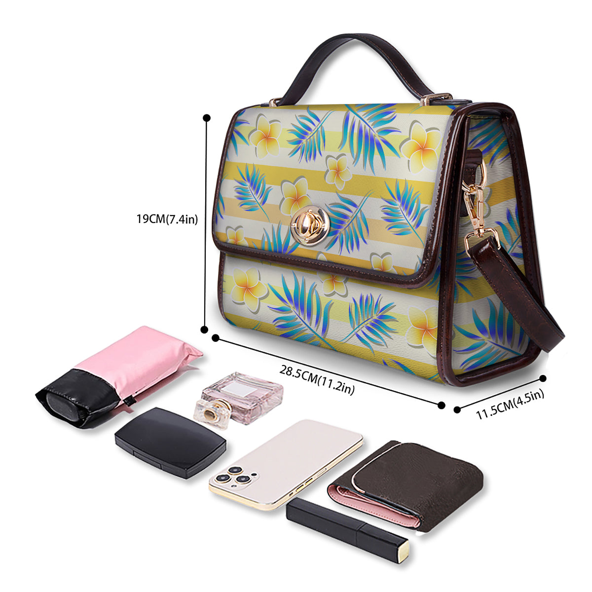 Frangipani Yellow Print Pattern Women's Satchel Bag