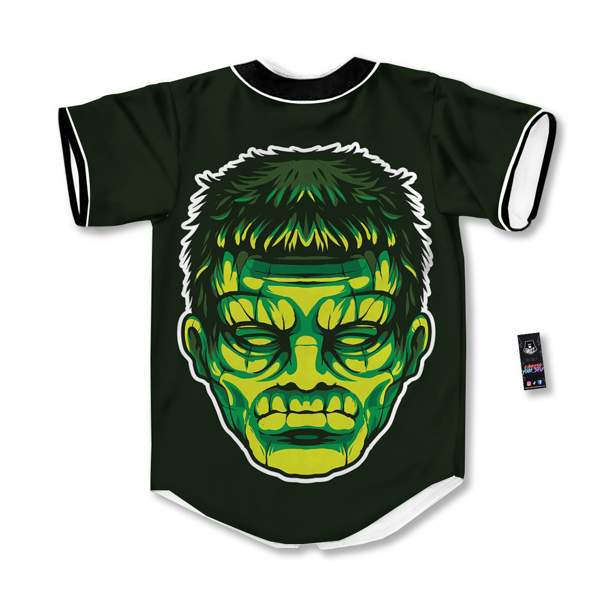 Frankenstein Cartoon Print Baseball Jersey-grizzshop