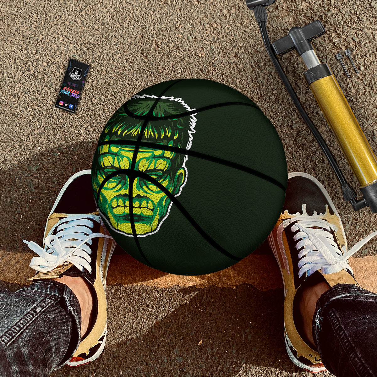 Frankenstein Cartoon Print Basketball-grizzshop