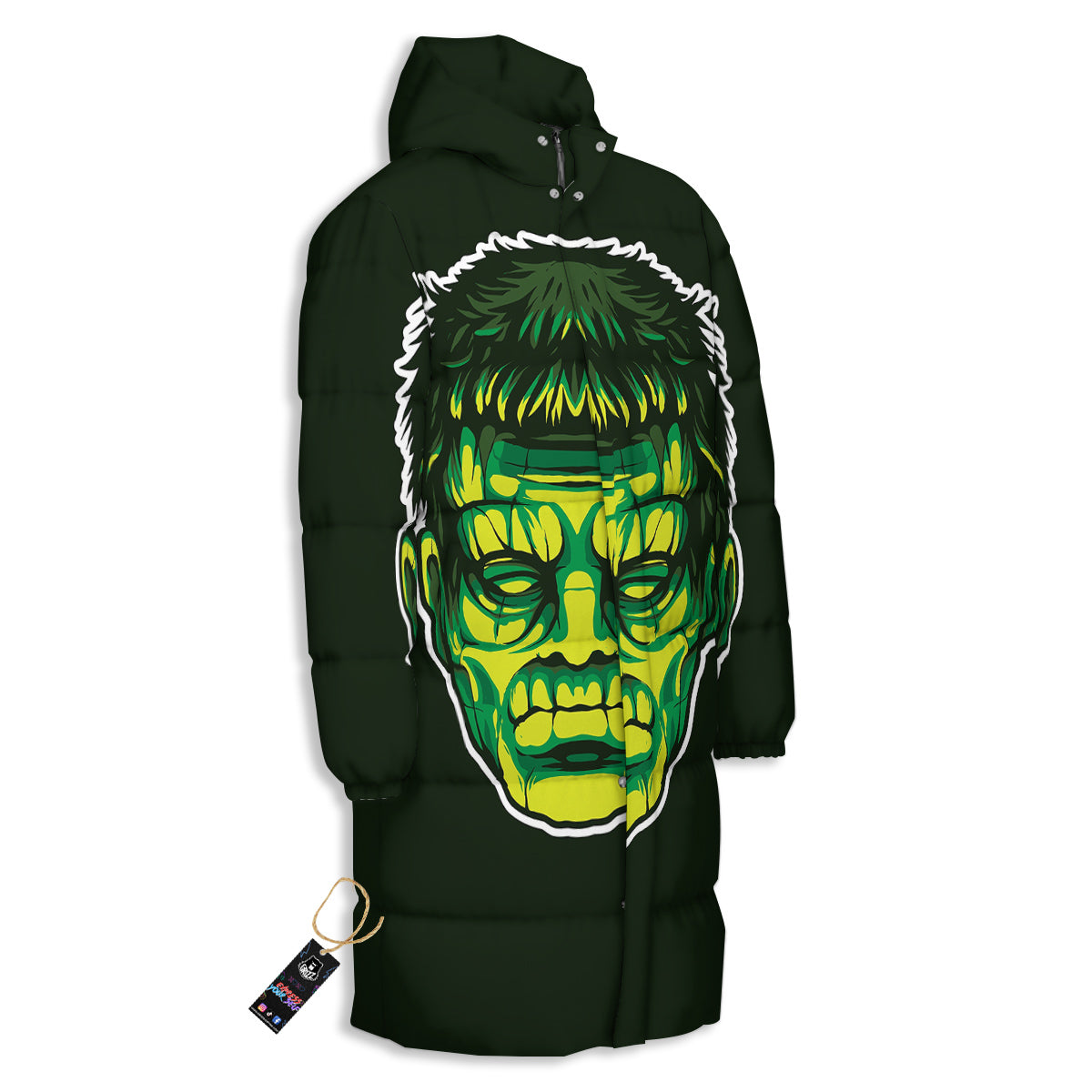 Frankenstein Cartoon Print Long Down Jacket-grizzshop