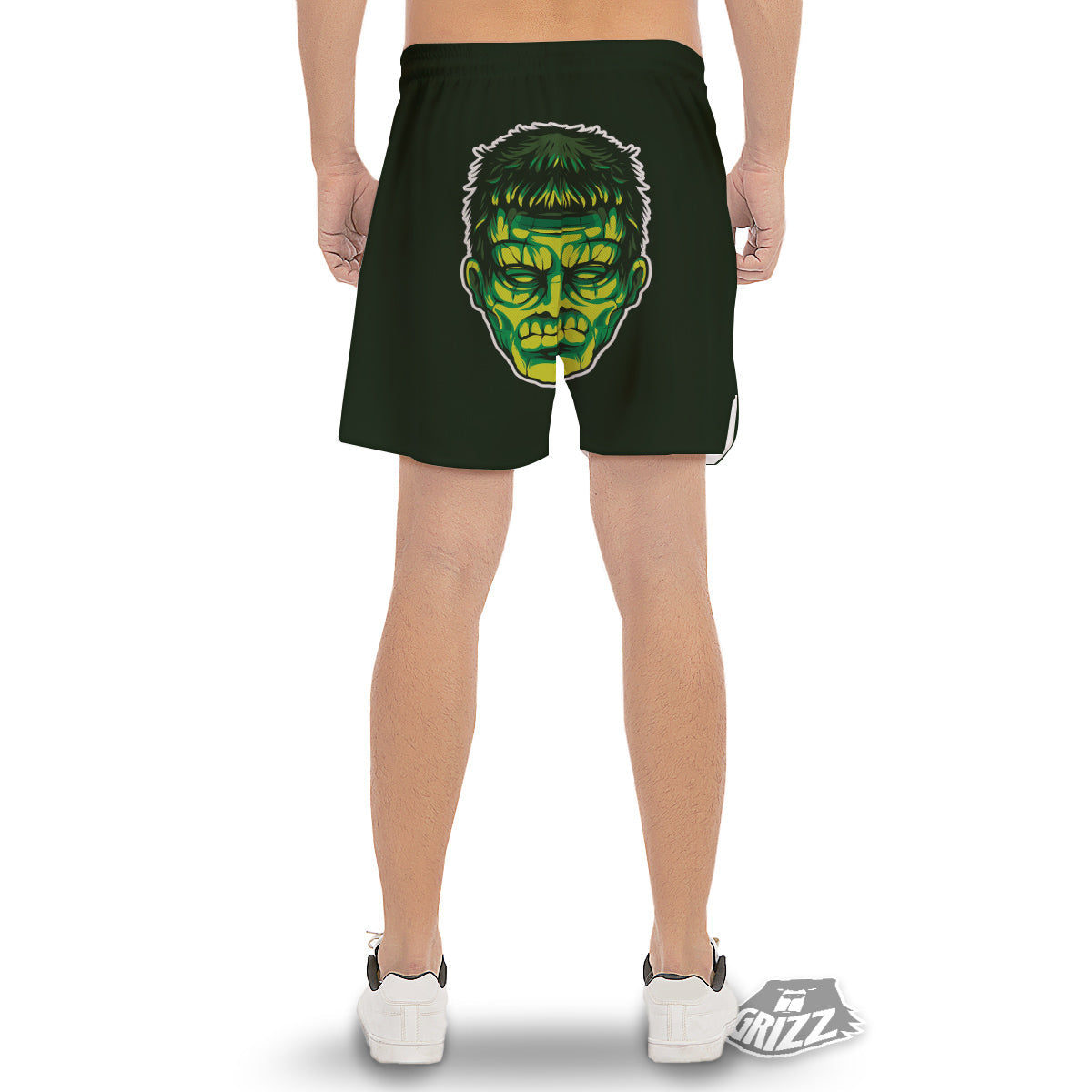 Frankenstein Cartoon Print Men's Gym Shorts-grizzshop