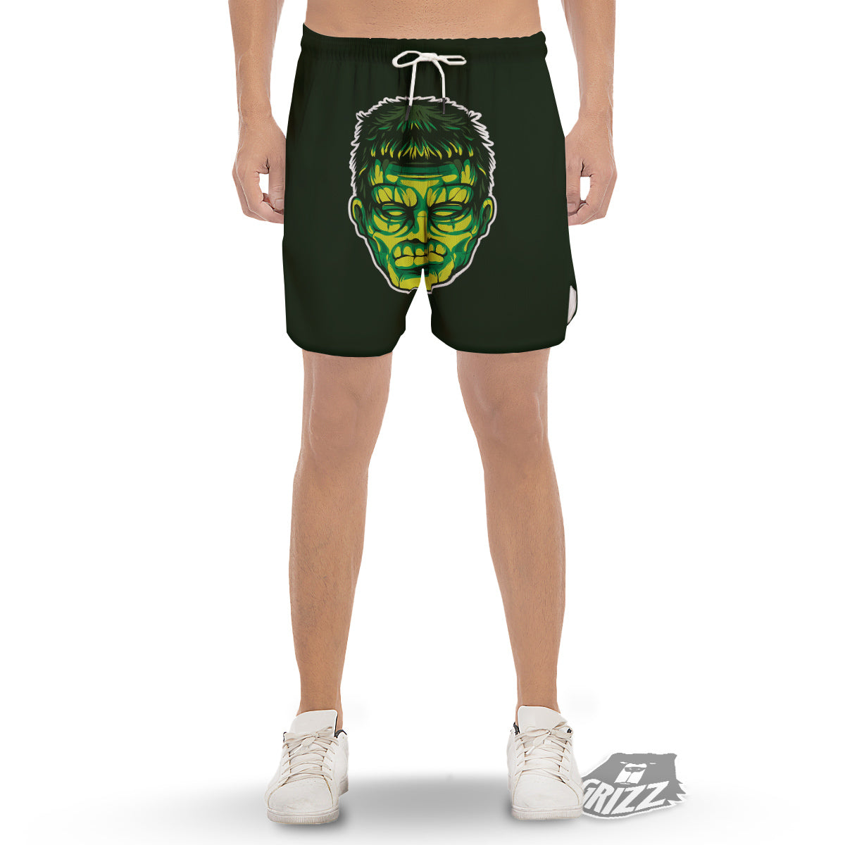 Frankenstein Cartoon Print Men's Gym Shorts-grizzshop