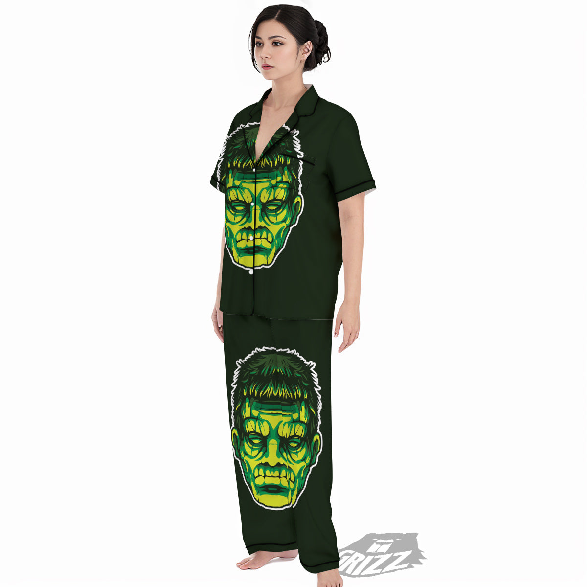 Frankenstein Cartoon Print Women's Pajamas Set-grizzshop
