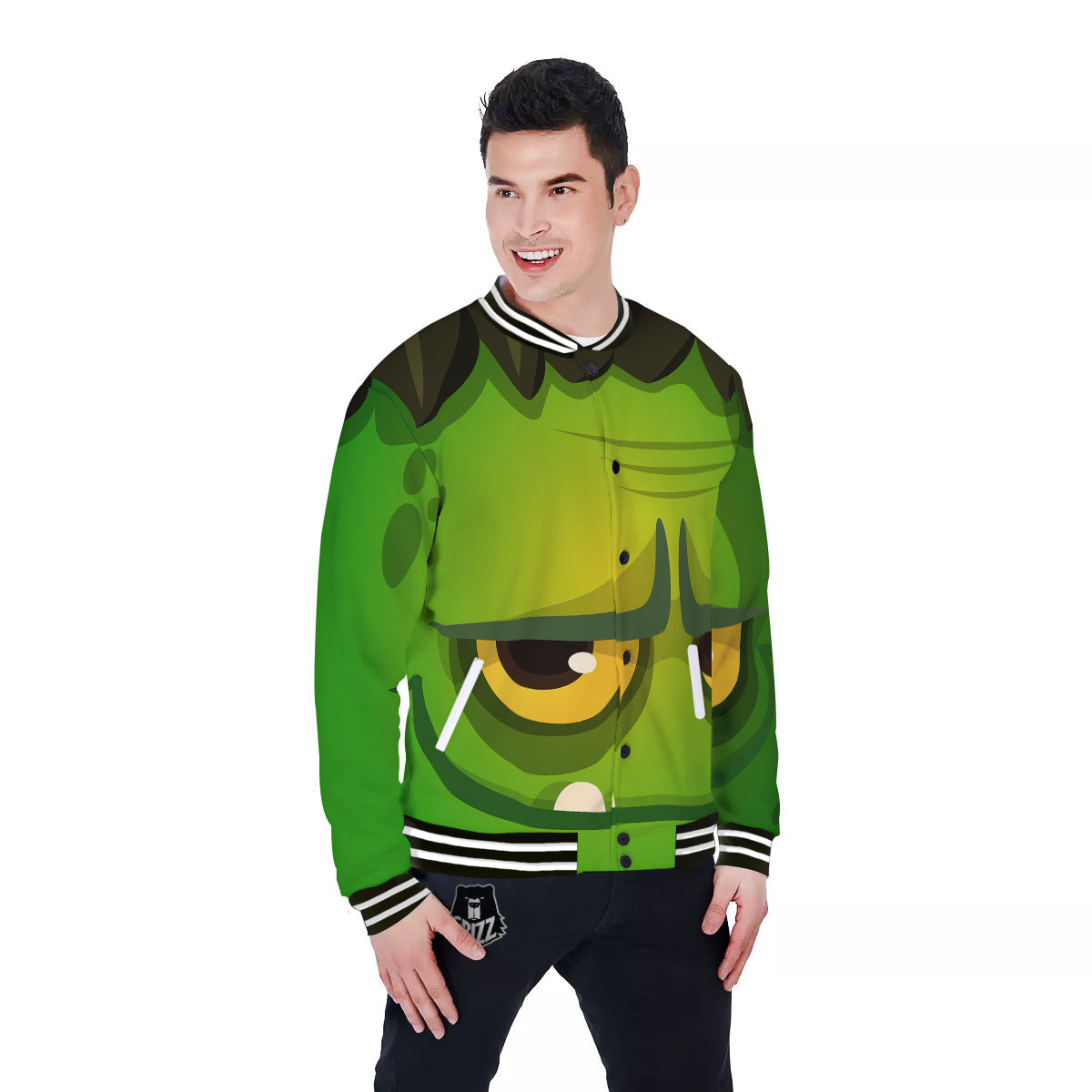Frankenstein Face Cute Print Baseball Jacket-grizzshop