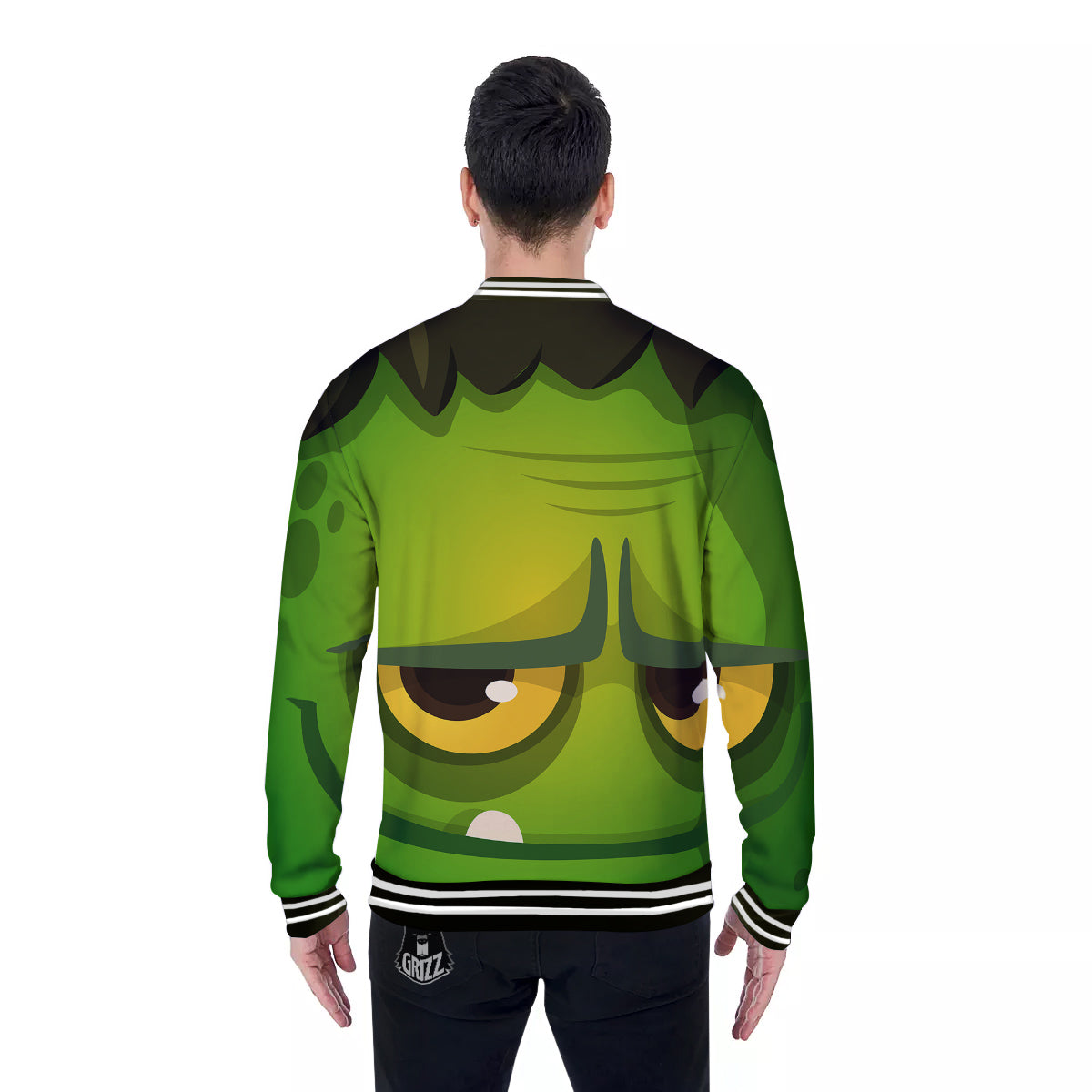 Frankenstein Face Cute Print Baseball Jacket-grizzshop
