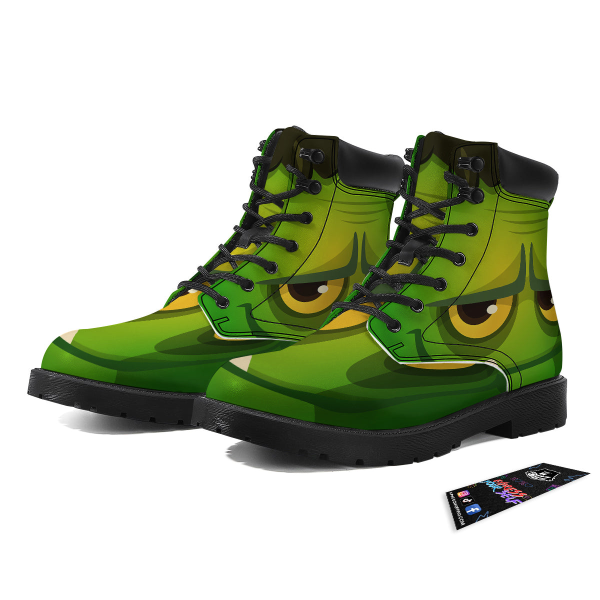 Frankenstein Face Cute Print Boots-grizzshop