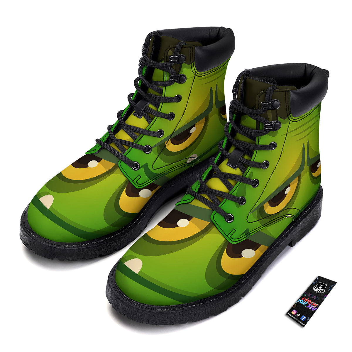 Frankenstein Face Cute Print Boots-grizzshop