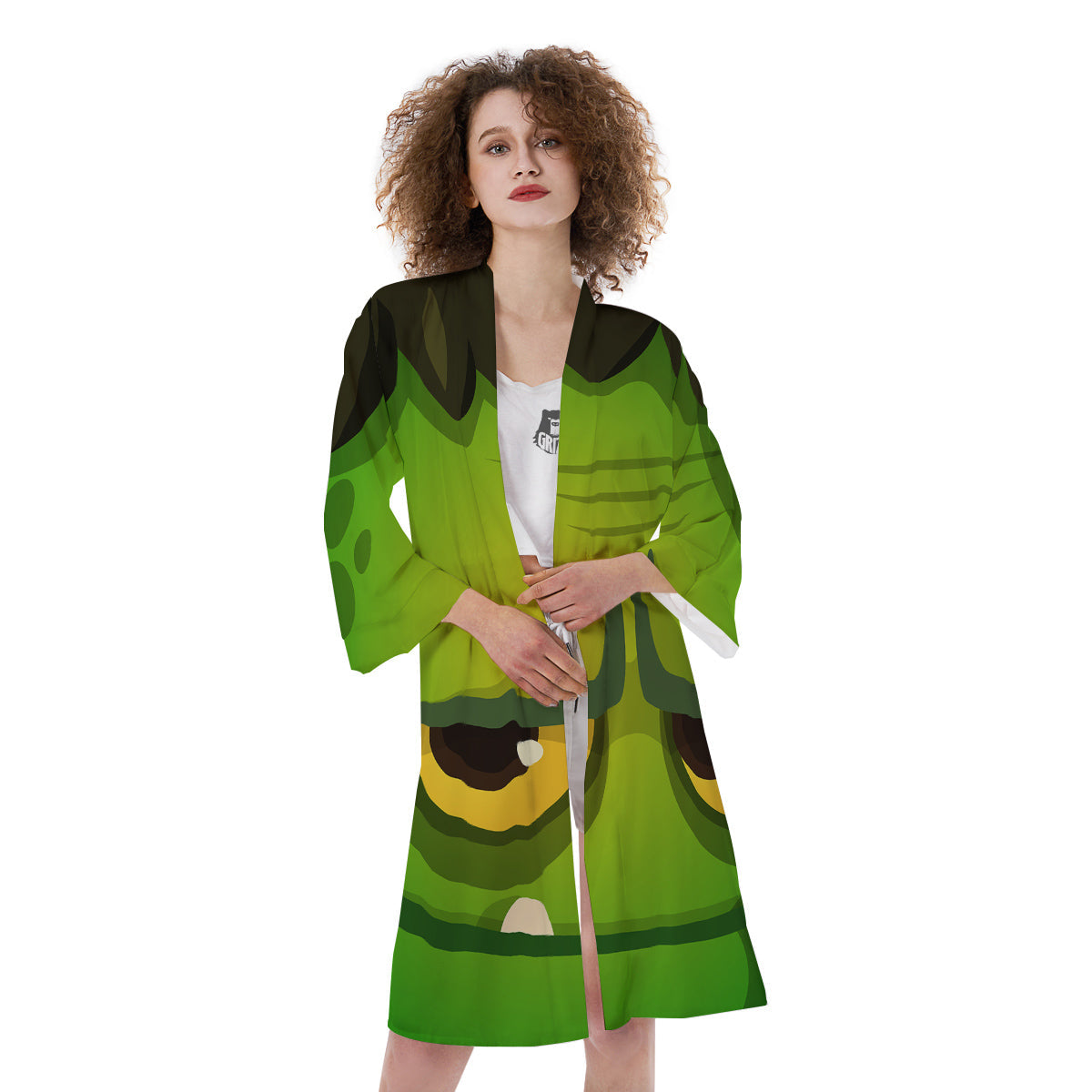 Frankenstein Face Cute Print Kimono-grizzshop