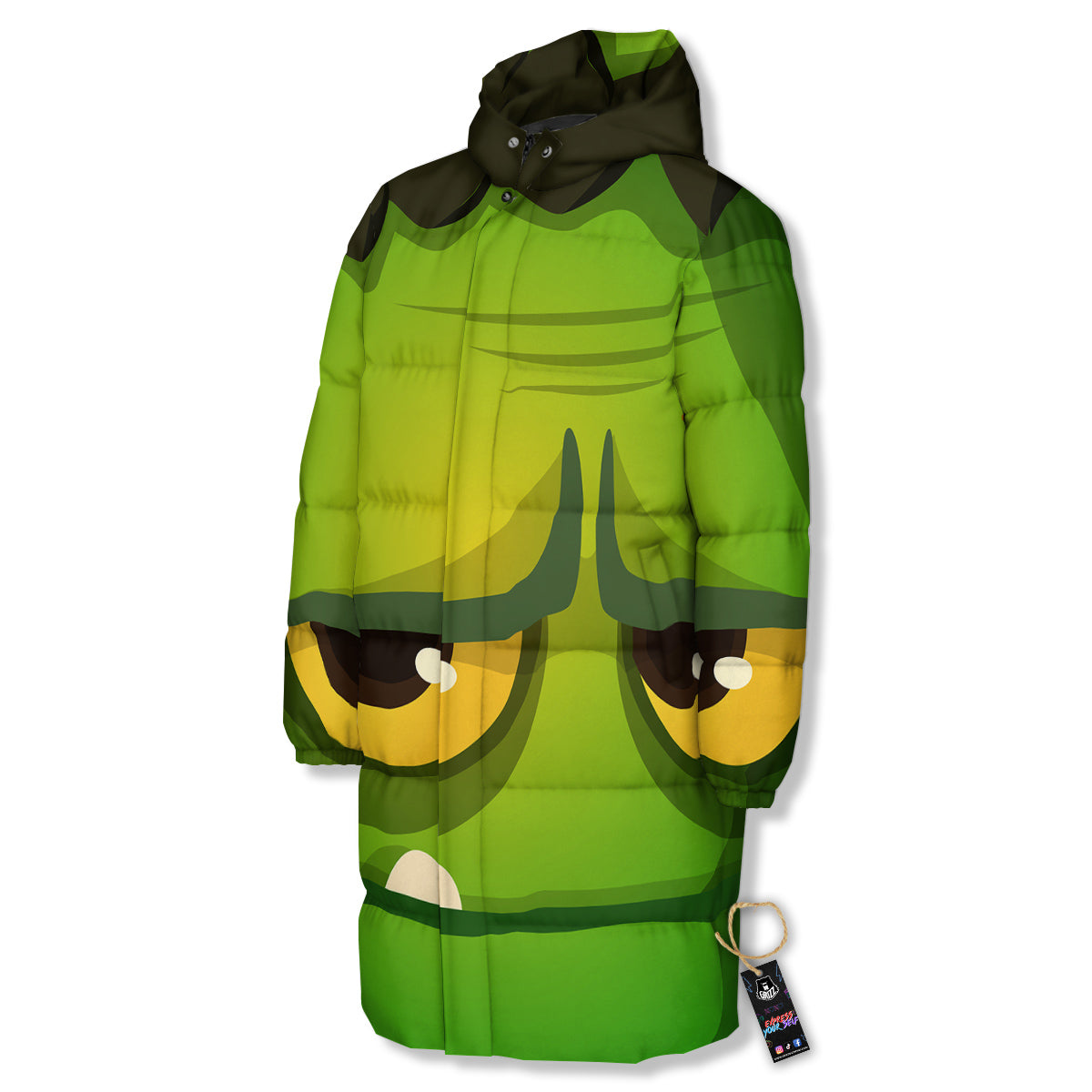 Frankenstein Face Cute Print Long Down Jacket-grizzshop