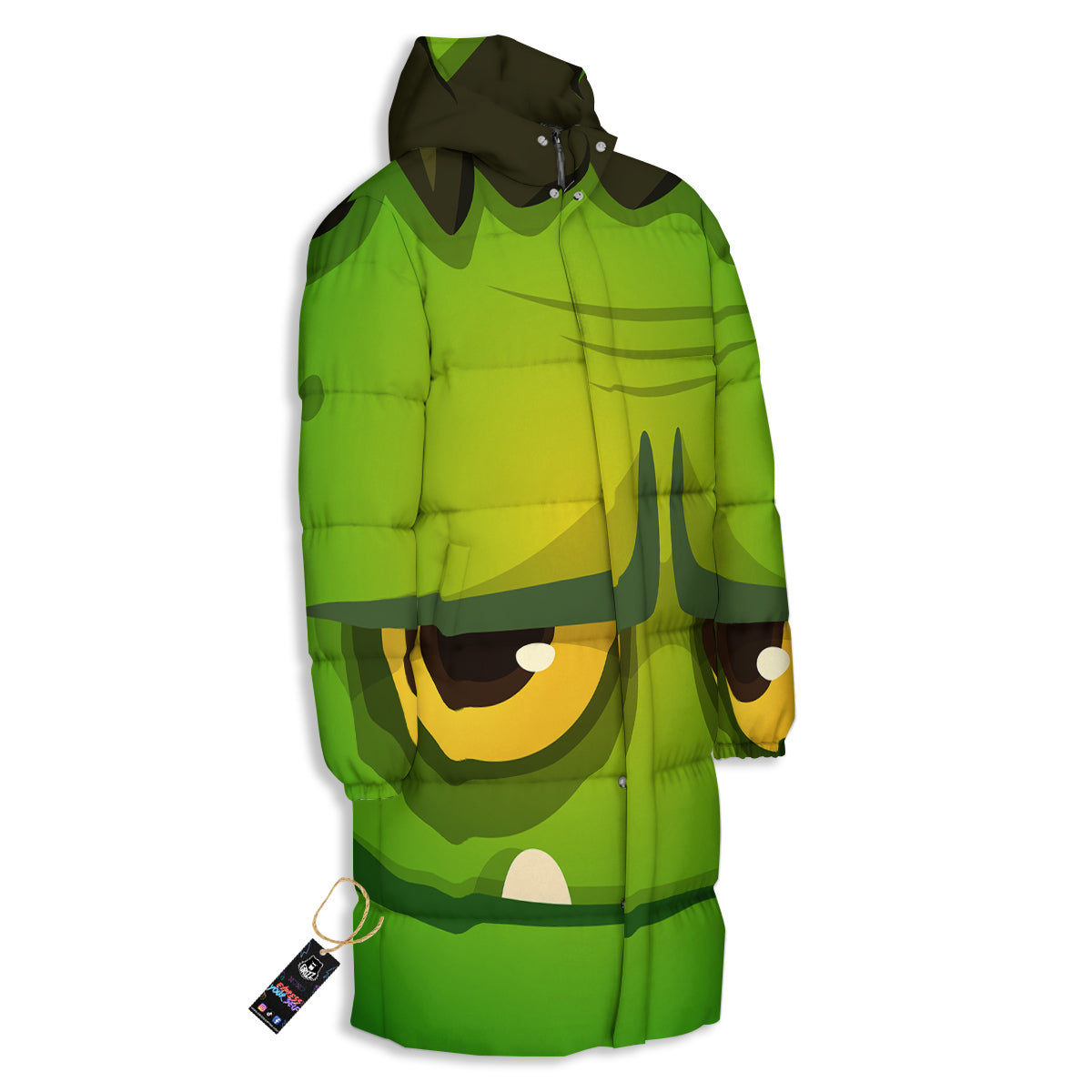 Frankenstein Face Cute Print Long Down Jacket-grizzshop