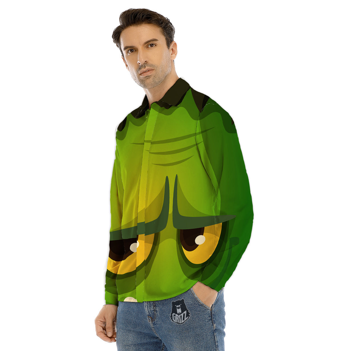 Frankenstein Face Cute Print Men's Dress Shirts-grizzshop