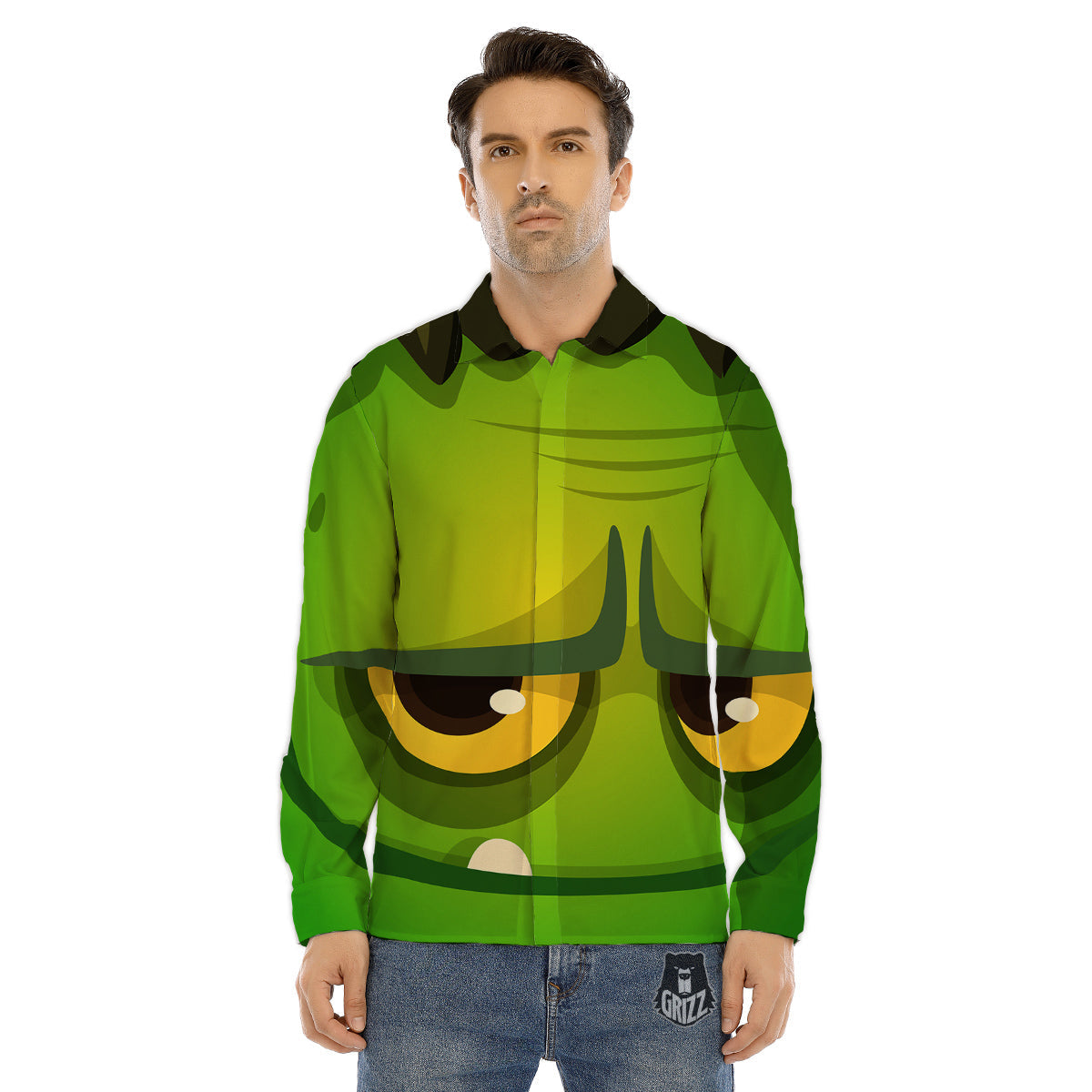Frankenstein Face Cute Print Men's Dress Shirts-grizzshop