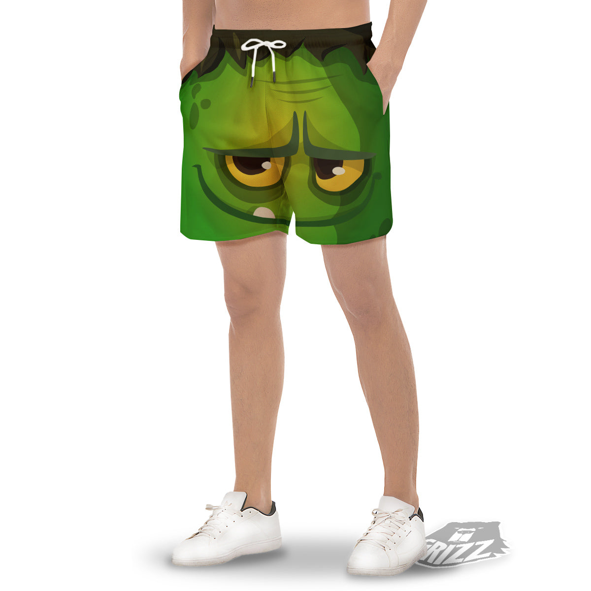 Frankenstein Face Cute Print Men's Gym Shorts-grizzshop