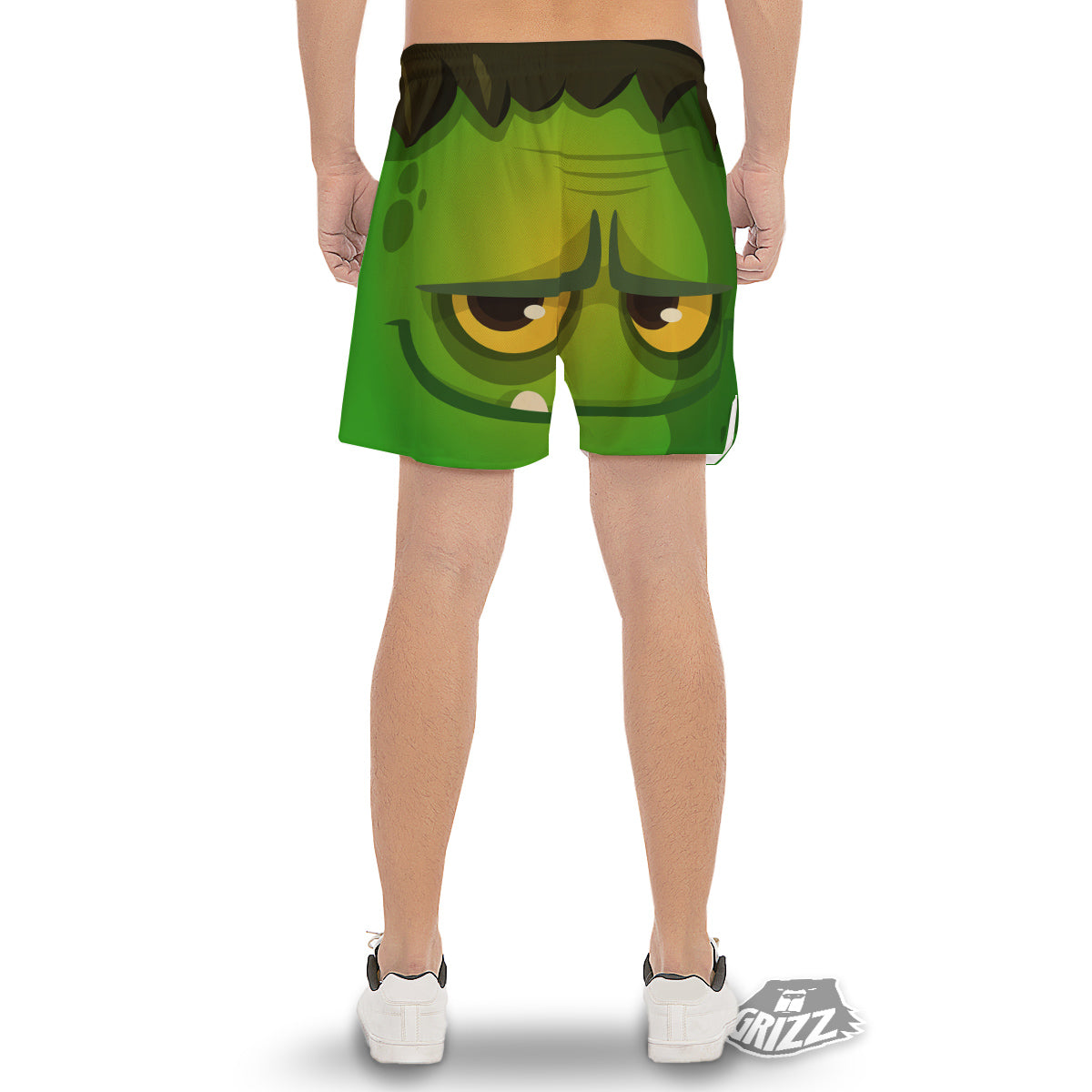 Frankenstein Face Cute Print Men's Gym Shorts-grizzshop