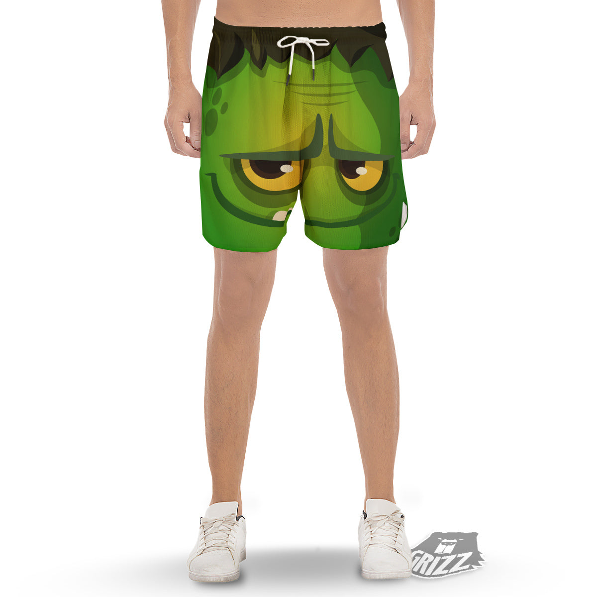 Frankenstein Face Cute Print Men's Gym Shorts-grizzshop