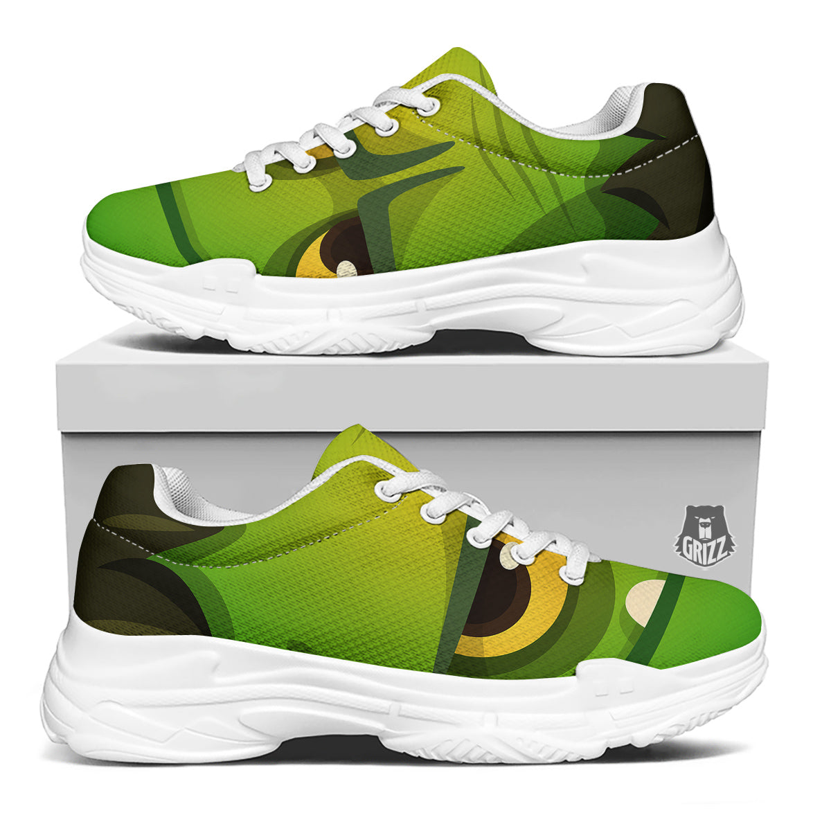 Frankenstein Face Cute Print White Chunky Shoes-grizzshop