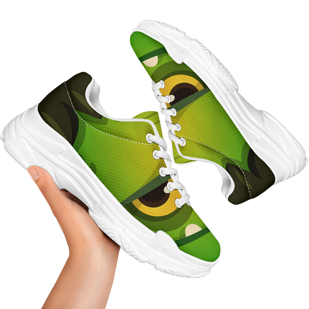 Frankenstein Face Cute Print White Chunky Shoes-grizzshop