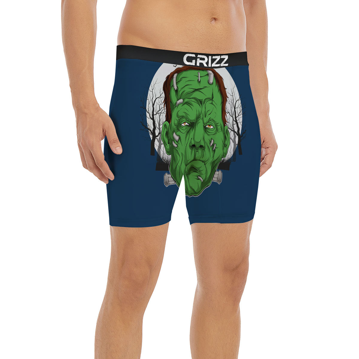 Frankenstein Face Halloween Character Print Boxer Briefs-grizzshop