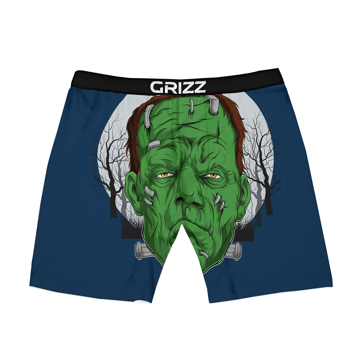 Frankenstein Face Halloween Character Print Boxer Briefs-grizzshop