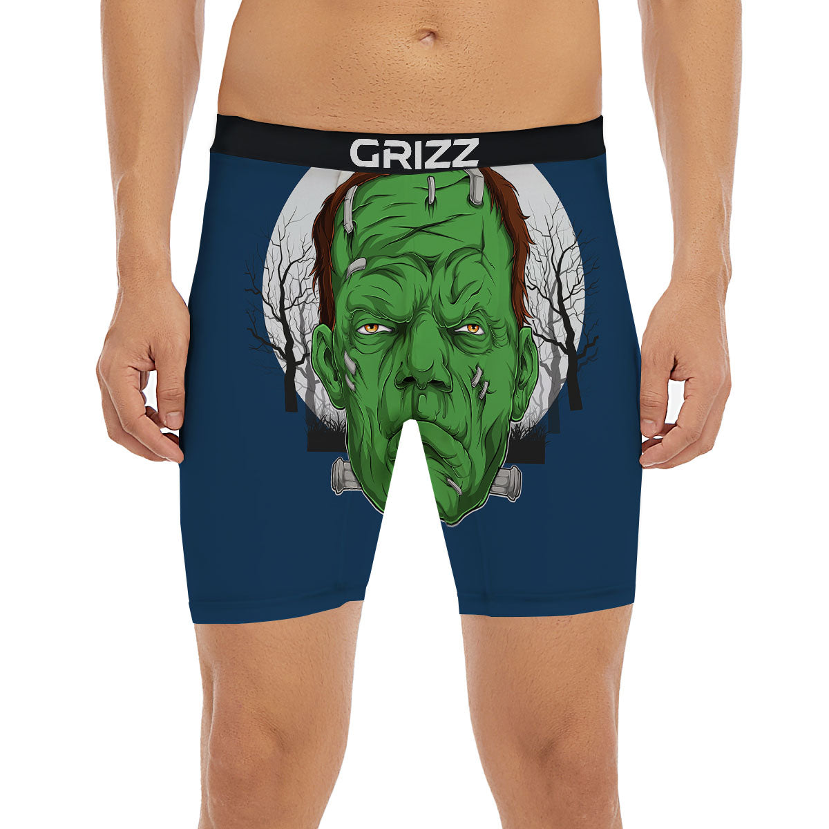 Frankenstein Face Halloween Character Print Boxer Briefs-grizzshop