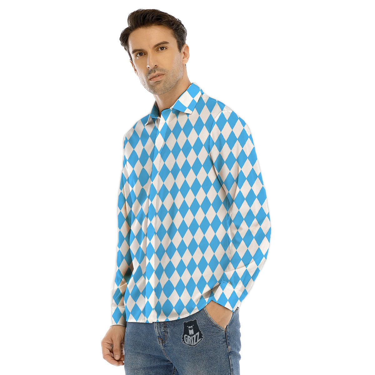 Frankenstein Face Halloween Character Print Men's Dress Shirts-grizzshop