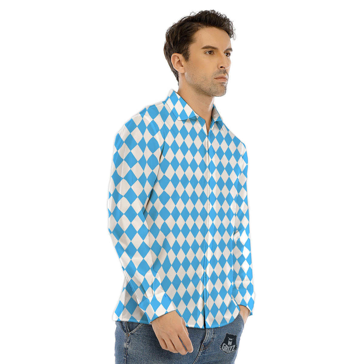 Frankenstein Face Halloween Character Print Men's Dress Shirts-grizzshop