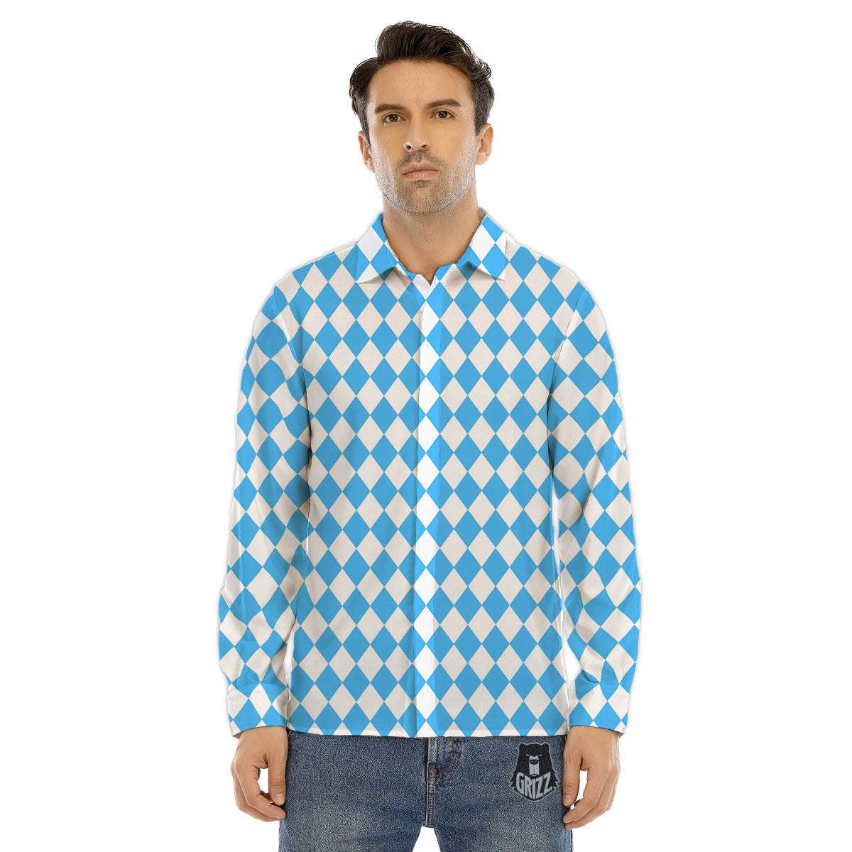 Frankenstein Face Halloween Character Print Men's Dress Shirts-grizzshop