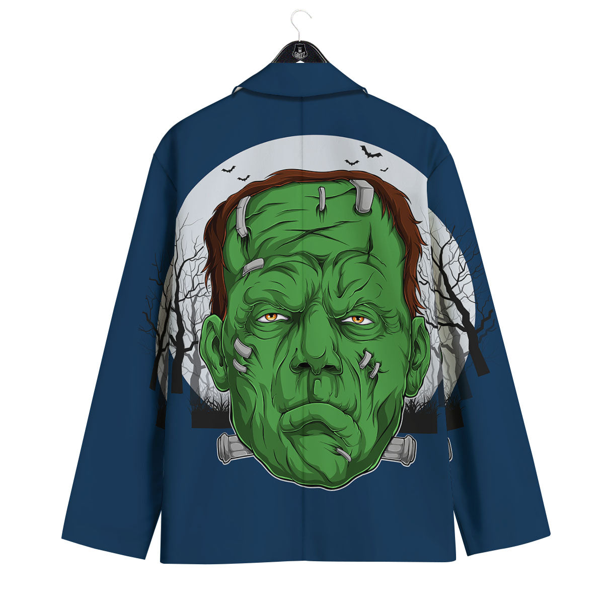Frankenstein Face Halloween Character Print Men's Sport Coat-grizzshop