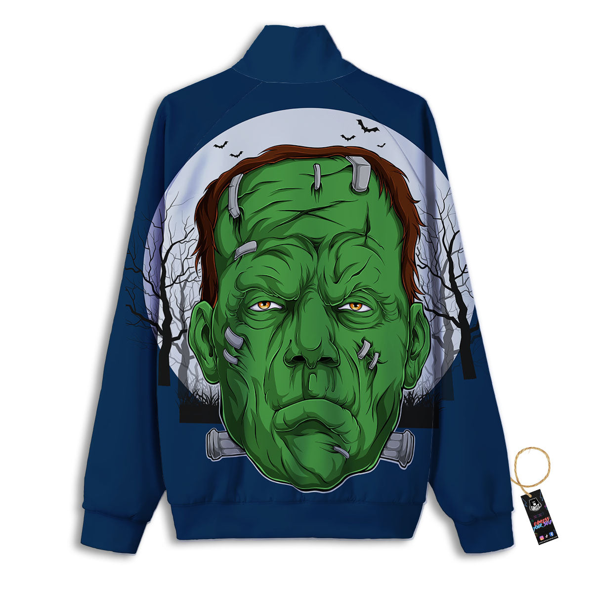 Frankenstein Face Halloween Character Print Track Jacket-grizzshop
