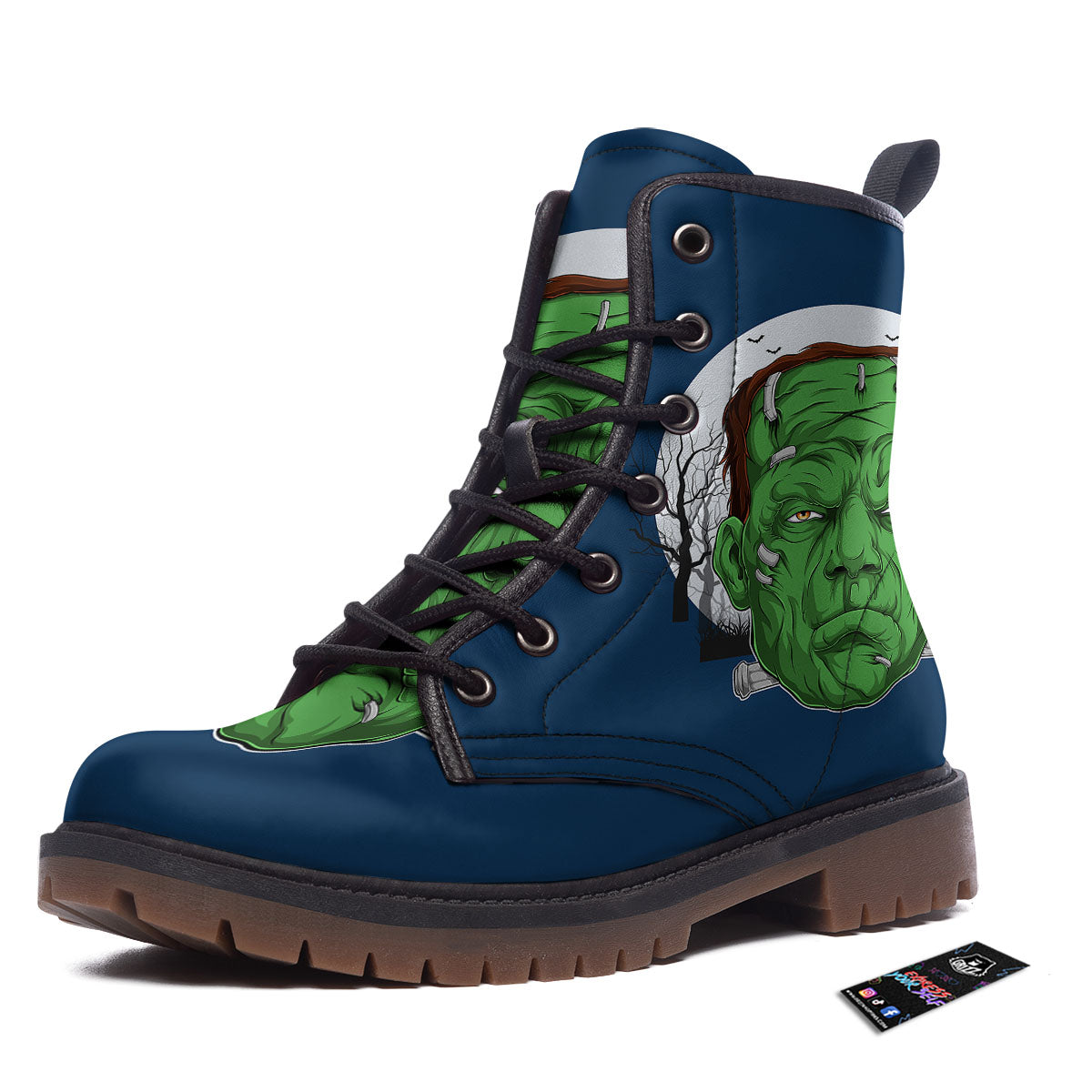 Frankenstein Face Halloween Character Print Work Boots-grizzshop