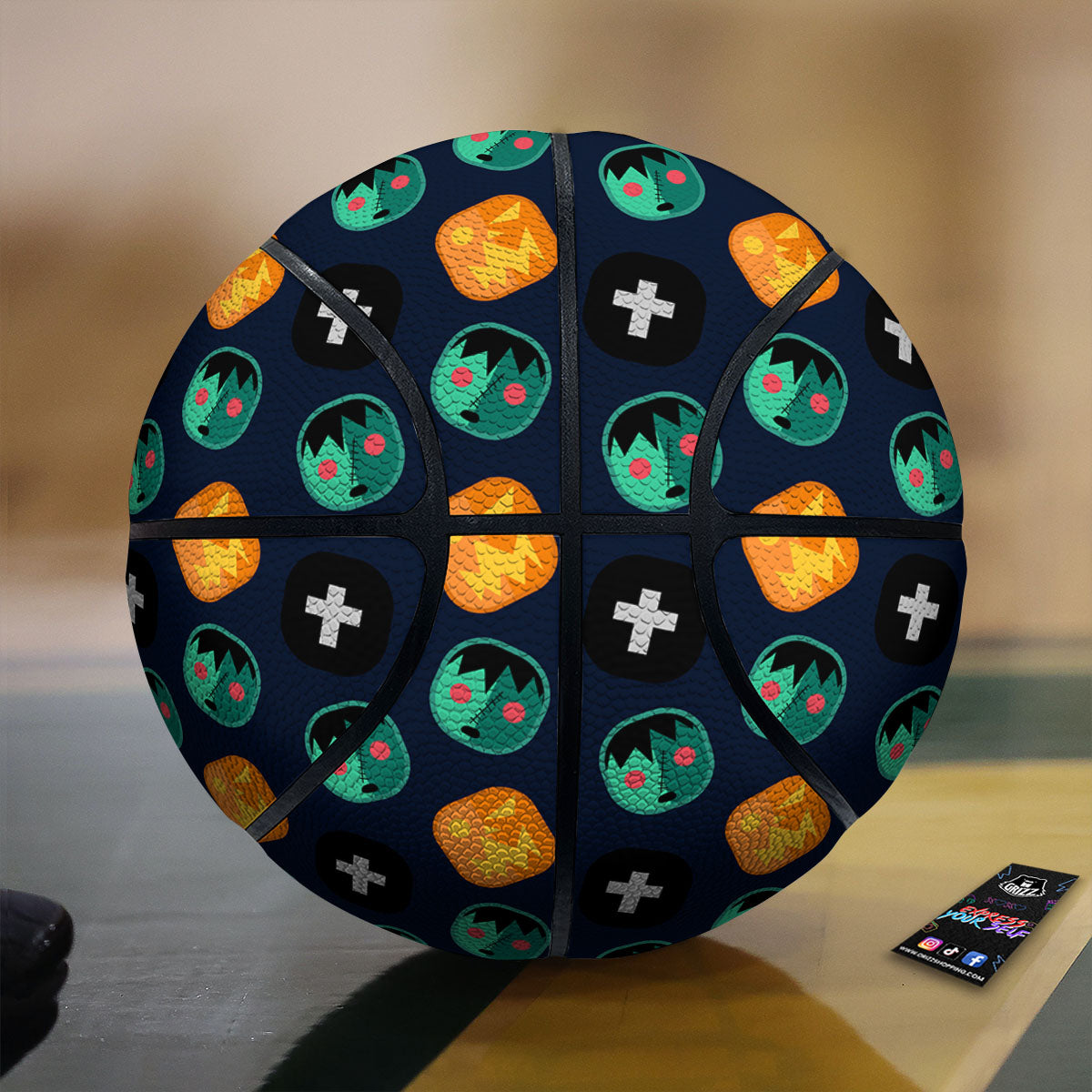 Frankenstein Face Halloween Print Pattern Basketball-grizzshop