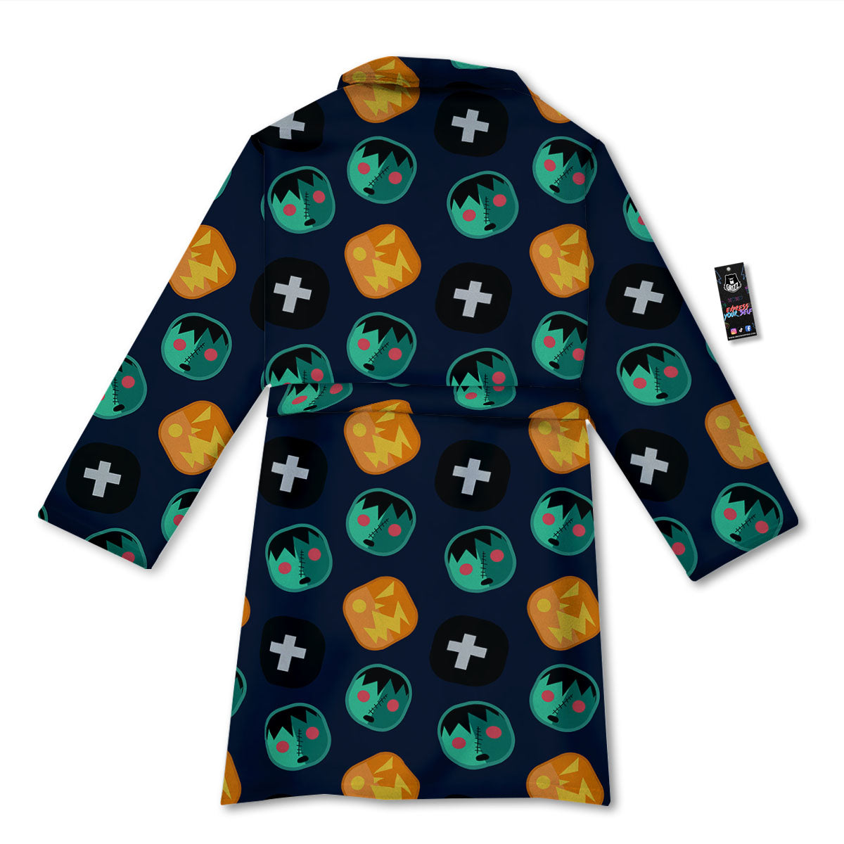 Frankenstein Face Halloween Print Pattern Bathrobe-grizzshop