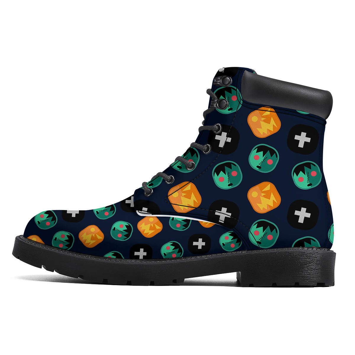 Frankenstein Face Halloween Print Pattern Boots-grizzshop