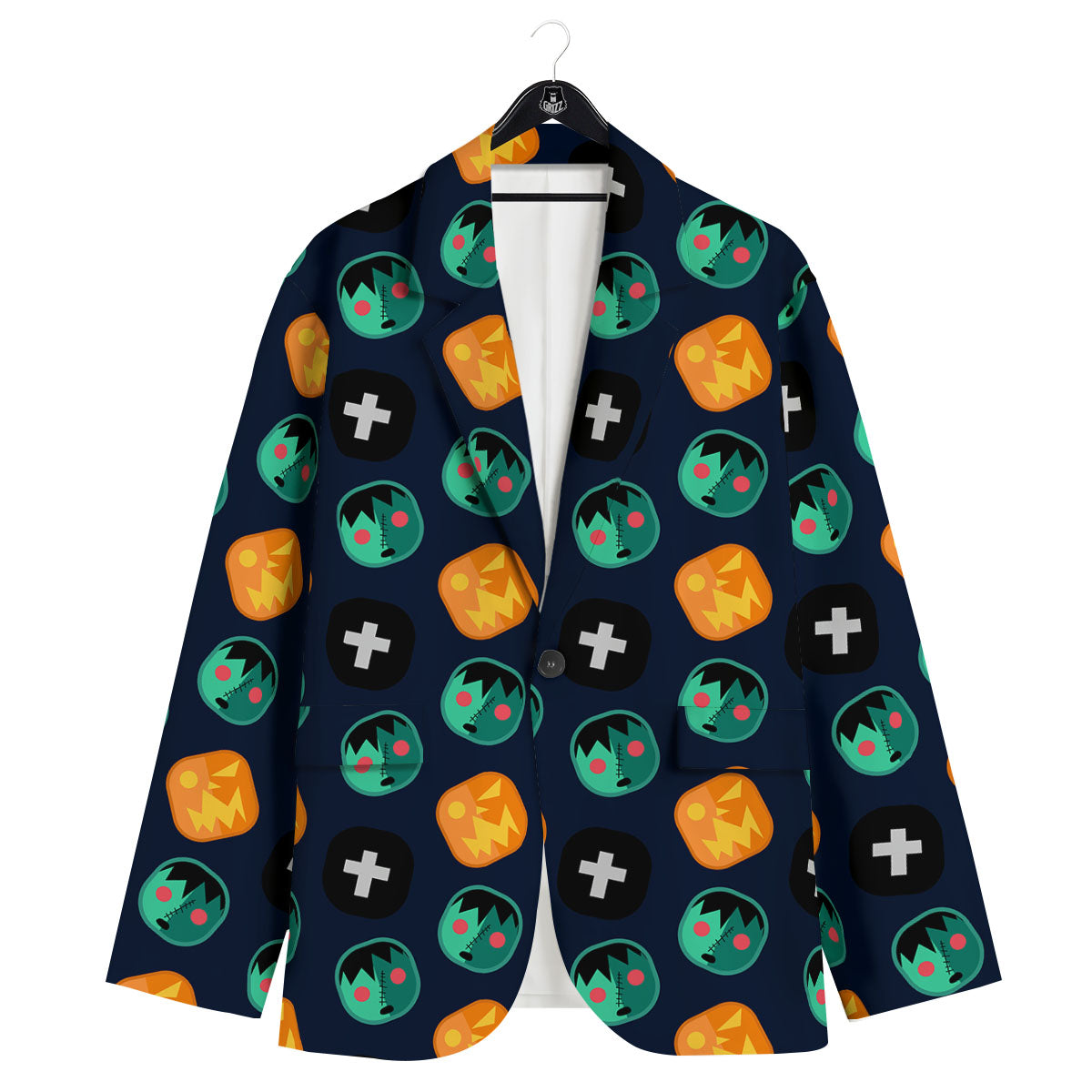 Frankenstein Face Halloween Print Pattern Men's Sport Coat-grizzshop