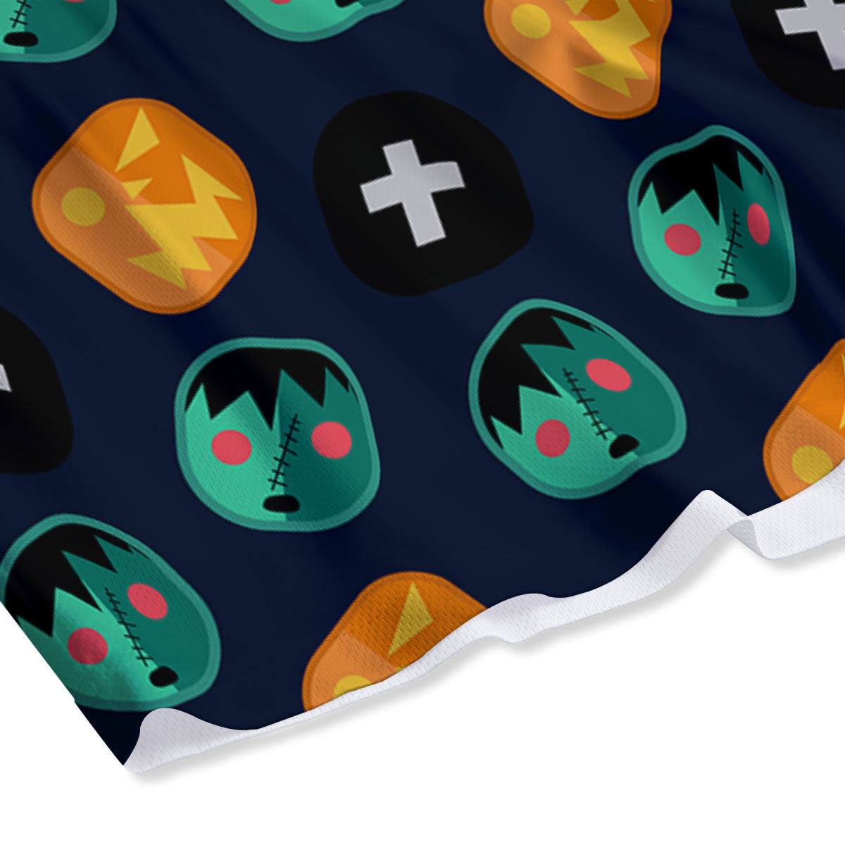 Frankenstein Face Halloween Print Pattern Mesh Shorts