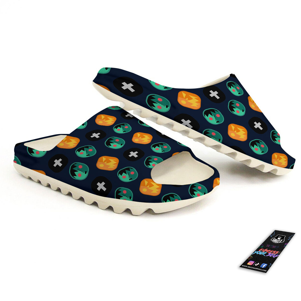 Frankenstein Face Halloween Print Pattern Sandals-grizzshop