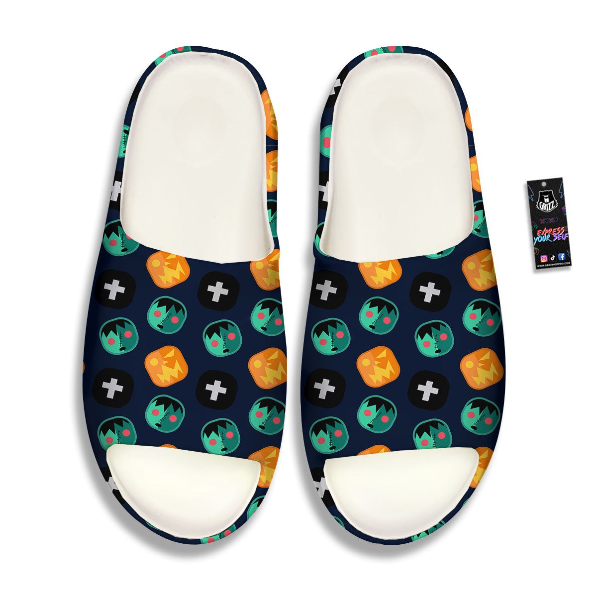 Frankenstein Face Halloween Print Pattern Sandals-grizzshop