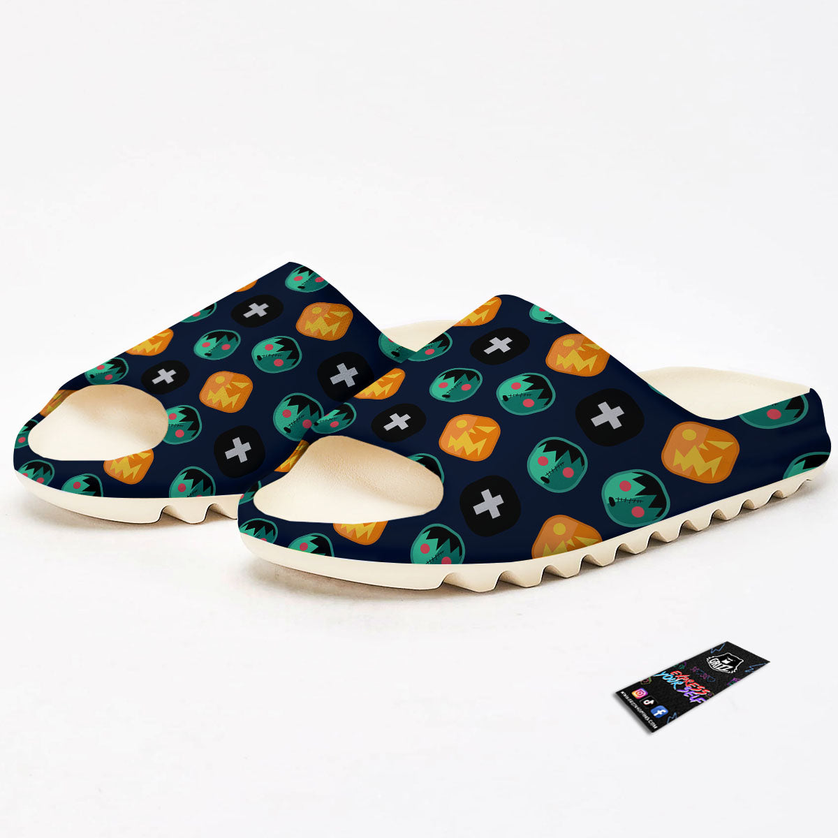 Frankenstein Face Halloween Print Pattern Sandals-grizzshop